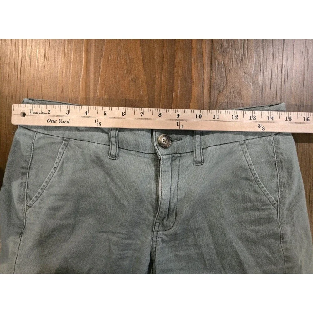 American Eagle Women's 00 twill shorts casual raw frayed hem Boyfriend Stretch